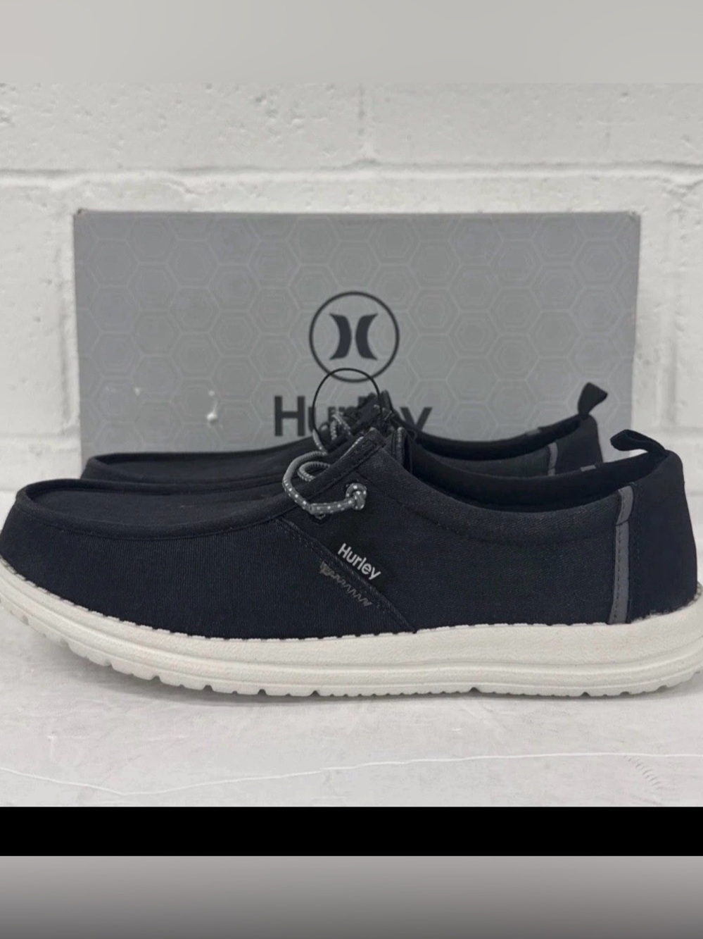 Hurley Mens Laguna Black Shoes Slip In Boat Shoes US Size 10.5 M US